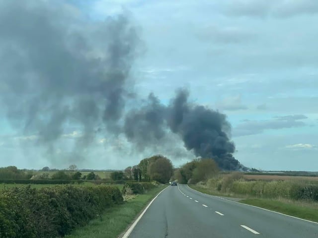 The smoke from the fire at the recycling plant could be seen from Sleaford. Photo: Stu Palmer