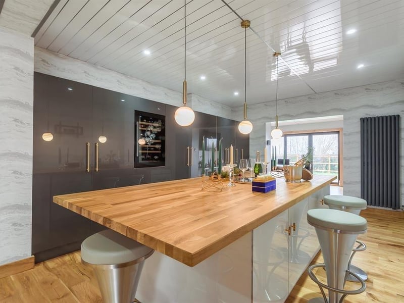 The dining kitchen and family room