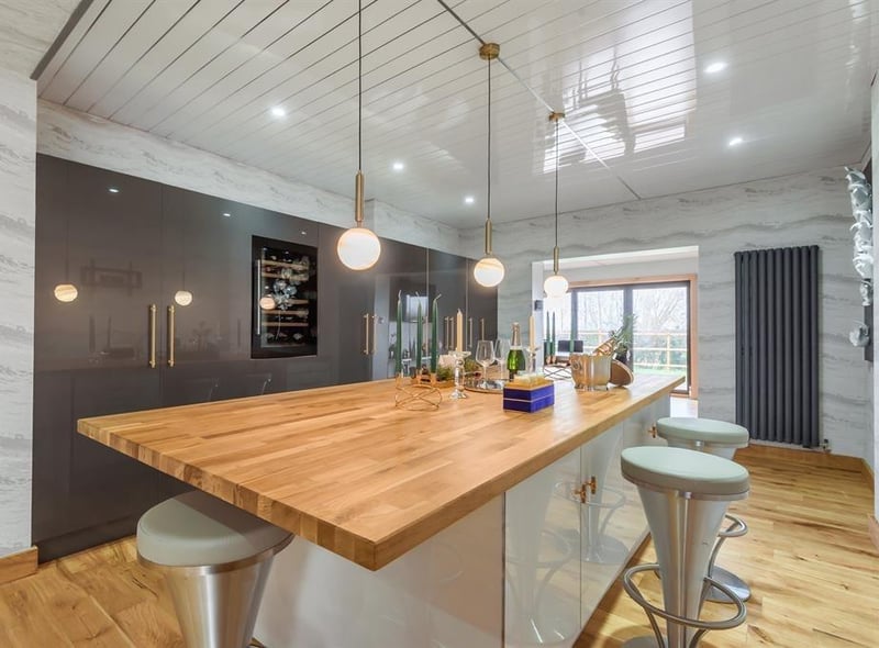 The dining kitchen and family room
