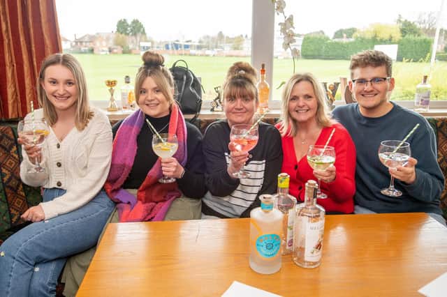 Sleaford Rotary Spring Gin Festival goers sampling the flavours. Photo: John Aron