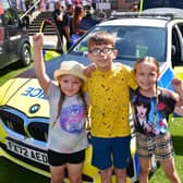 Hello, hello: Pictured  (from left) Olivia Underwood, 6, Kenzie Hardwick, 11, and Kara Hardwick, 7, of Skegness