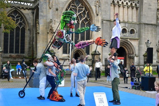 Out of the Deep Blue performance in Sleaford Market Place by Autin Dance Theatre.