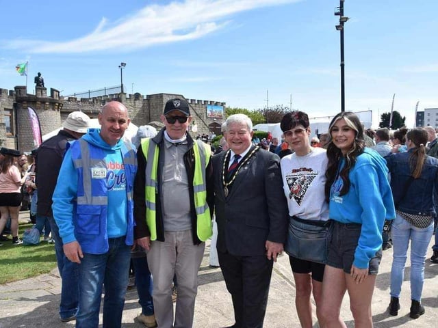 Mayor of Skegness Coun Pete Barry (centre) with organisers.