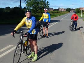 Pictured, left to right, Trevor Halstead, Dave Jacklin and Daniel Nicholson departing in Beckingham.