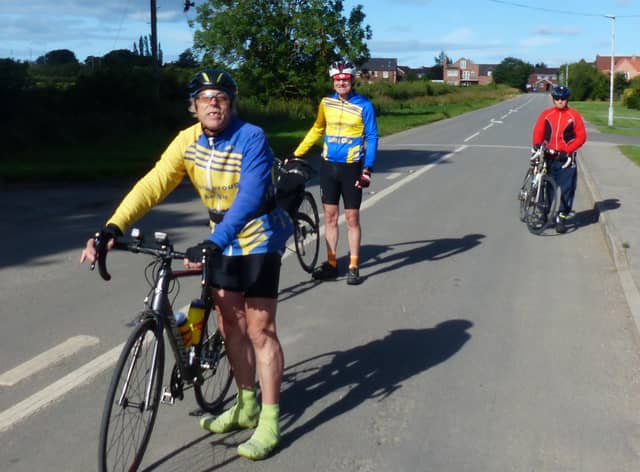 Pictured, left to right, Trevor Halstead, Dave Jacklin and Daniel Nicholson departing in Beckingham.