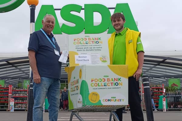 Boston Foodbank's Bob Taylor and Asda's Sam Parker.
