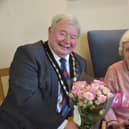 Edith with the Mayor of Skegness Coun Pete Barry. Photos: Barry Robinson.