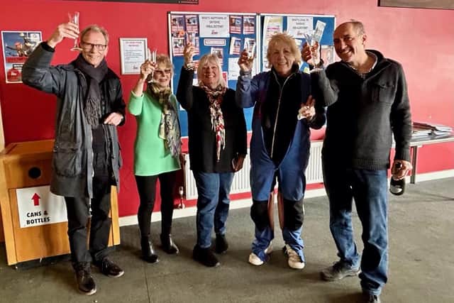 Bob's Brainwaves treasurer Pat King, Beverley Randall, Bob's Brainwaves founder Chris Suich, Fay Gorwood, and her son Steven Gorwood.
