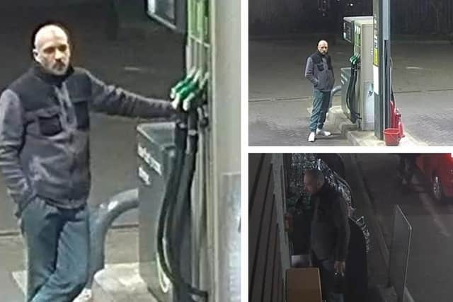 Images showing Wiatrowski attempting to fill a drinking bottle with petrol as part of his plan to make a petrol bomb, Lincolnshire Police say.