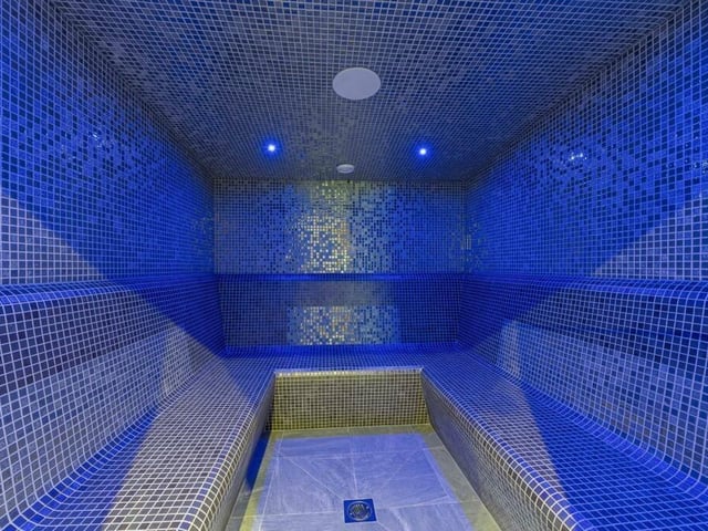 The steam room.