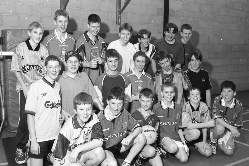 On the ball for 12 hours of fundraising in 1999, a group of football fans from Boston Grammar School.