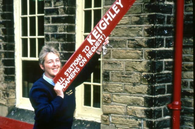 Julie at work on Haworth Station in 1992 (Photo: Chris Bates)