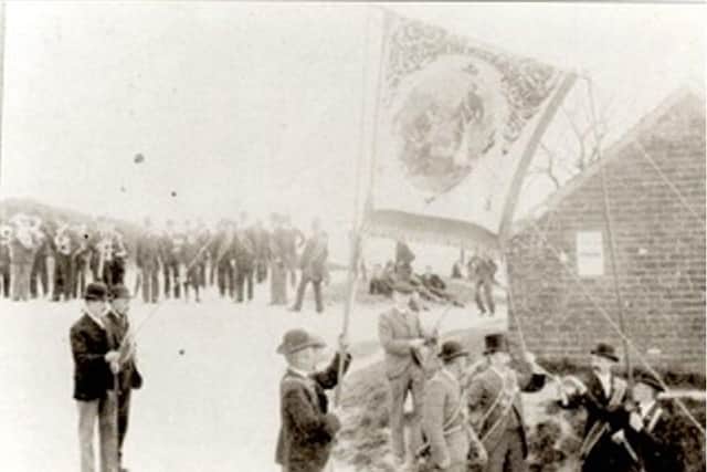 ​The banner in use at one of the parade events. Image: Caistor Local History Society