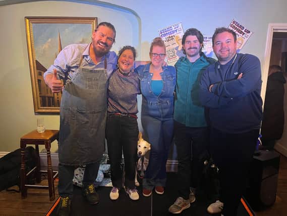 From left: Paul Hugill, Juliet Meyers,, Homer, MC Robyn, Paddy Young and Lloyd Griffith .