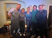 From left: Paul Hugill, Juliet Meyers,, Homer, MC Robyn, Paddy Young and Lloyd Griffith .
