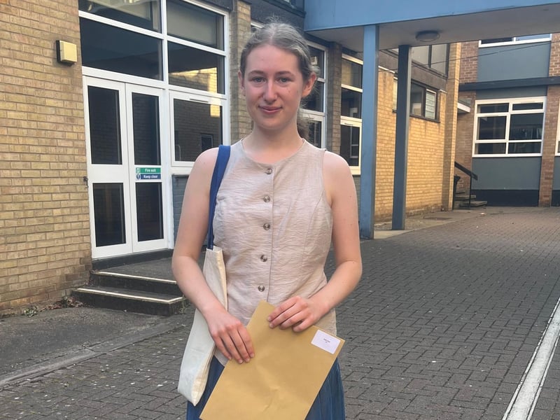 Katie Watt is celebrating A*AA at A Level as well as an A grade in her EPQ project today. She is off to Sheffield University to study Biochemistry. Photo: KSHS