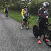 Andrew Janney, Trevor Halstead and Stephen Cockerhan at the start line. Picture by Daniel Nicholson.