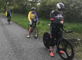 Andrew Janney, Trevor Halstead and Stephen Cockerhan at the start line. Picture by Daniel Nicholson.
