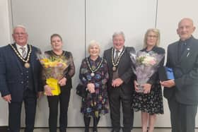 All change - the new Mayor and Mayoress of Skegness Coun Tony and Lin Tye, deputy Mayor Coun Pete Barry and Mayoress  Christine Barry and outgoing Mayor and Mayoress Coun Trevor and Jane Burnham.