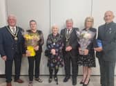 All change - the new Mayor and Mayoress of Skegness Coun Tony and Lin Tye, deputy Mayor Coun Pete Barry and Mayoress  Christine Barry and outgoing Mayor and Mayoress Coun Trevor and Jane Burnham.