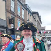 Sleaford Town Crier John Griffiths with his trophy.