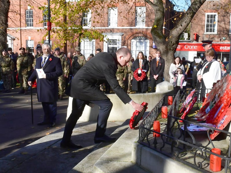 Boston and Skegness MP Matt Warman lays a wreath.