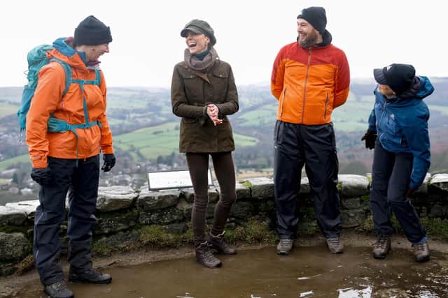 The Princess Of Wales shares a laugh with her fellow walkers in the spectacular Peak District. (PHOTO BY: Andrew Parsons/Kensington Palace)