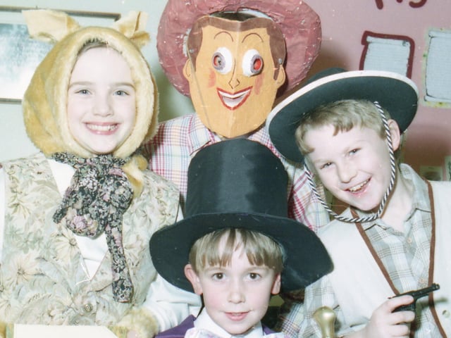 Another group of pupils from St Mary's RC Primary School, Boston, in fancy dress for book week. Pictured are Phillip, in the top hat, Dominic, Ashley and Emily.