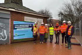 Sally Grindrod-Smith, director of Planning, Regeneration and Communities for the council; Luke Evans of Belton Construction; deputy leader of the council, Coun Lesley Rollings; Amy Potts, programme manager Projects and Growth at the council; Matt Snee, projects officer, Projects and Growth; Neil Hague of Belton Construction;  and leader of West Lindsey District Council, Coun Trevor Young.