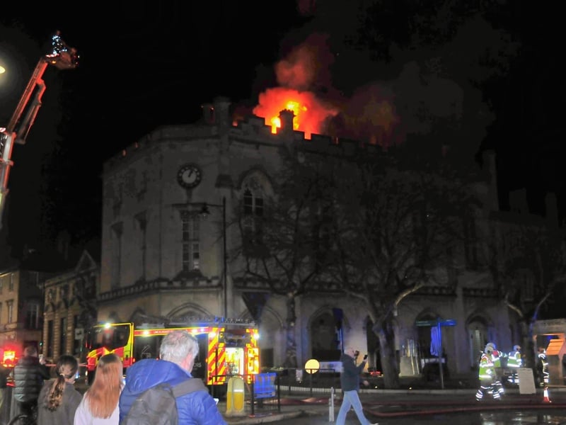 The rooftop ablaze on the old courthouse. Photo: Roderick Carlyle