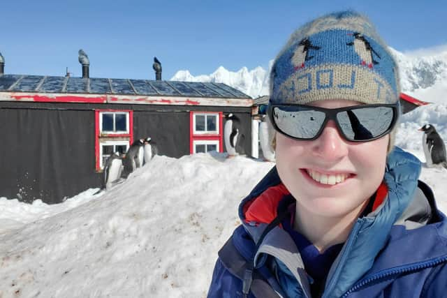 Clare Ballantyne at Port Lockroy. Photo: UKAHT