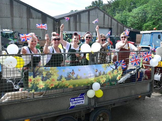 As well as the tractors, a number of trailers made their presence felt at the event. Here are supporters (from left) Vanessa Rendell, Mel Revell, Vanessa Creswell, Suzanne Mellin, Mary Stark and Anne Kay.