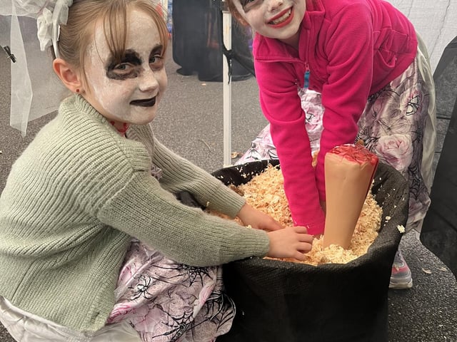 Enjoying the Woodhall Spa Lions ghostly games, Paige McGarry, 6 and Shelby Howard, 8.