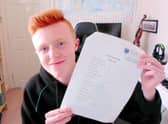 Jack Spinks with his GCSE results