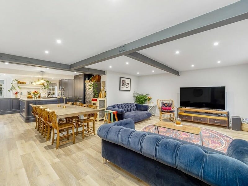 The open-plan living kitchen and family room.