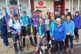Local people joined the three dads on their walk from Bigby to Caistor Image: Dianne Tuckett