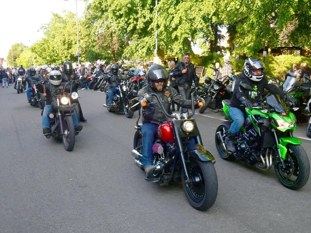 Bikers make their way along Wide Bargate.