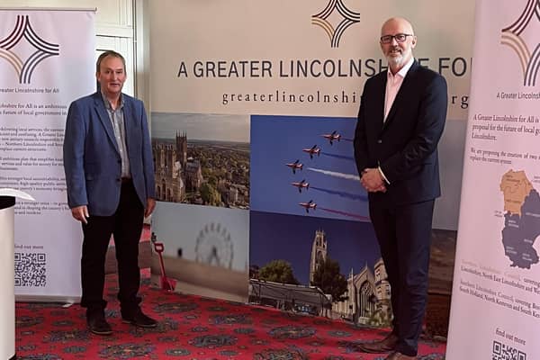 Coun Nick Worth And Coun Craig Leyland unveil their proposal for Lincolnshire councils reorganisation.