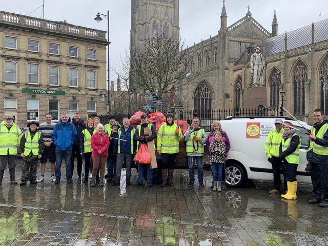 Some of the many volunteers who took part in the clean-up event.
