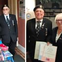 Carol Short has been recognised for his 45 years' service with the Royal British Legion Alford and District Branch. Pictured with branch chairman Ann Lincoln.