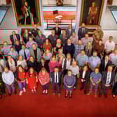 An overhead photograph of the attendees at the second Armed Forces & NHS Lincolnshire Symposium, RAF College, RAF Cranwell, Tuesday 3 June 2025 (Credit: Andrew Wheeler, Photography and Media Services, Royal Air Force College Cranwell).