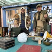 Damien Smith and Anthony Smith, along with Marley the dog, had a stall at Gainsborough's Antiques Fair
