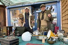 Damien Smith and Anthony Smith, along with Marley the dog, had a stall at Gainsborough's Antiques Fair