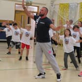 Robin Windsor during his recent visit to Church Lane School.