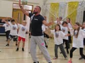 Robin Windsor during his recent visit to Church Lane School.