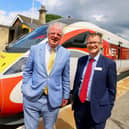 Sir Edward Leigh MP, left, and Managing Director at LNER David Horne at Market Rasen Station during the test train run