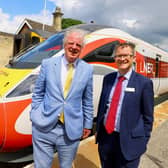 Sir Edward Leigh MP, left, and Managing Director at LNER David Horne at Market Rasen Station during the test train run