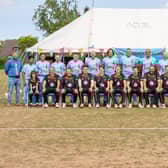 The Louth XI and the All Stars players.