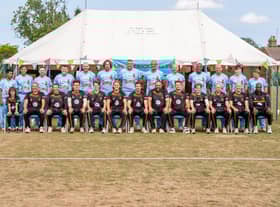 The Louth XI and the All Stars players.