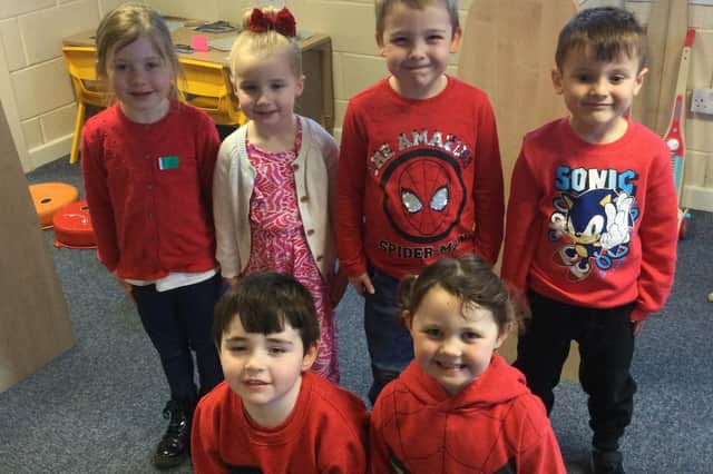 Early Years pupils at the Richmond Primary Academy dressed in red to raise funds for Comic Relief.